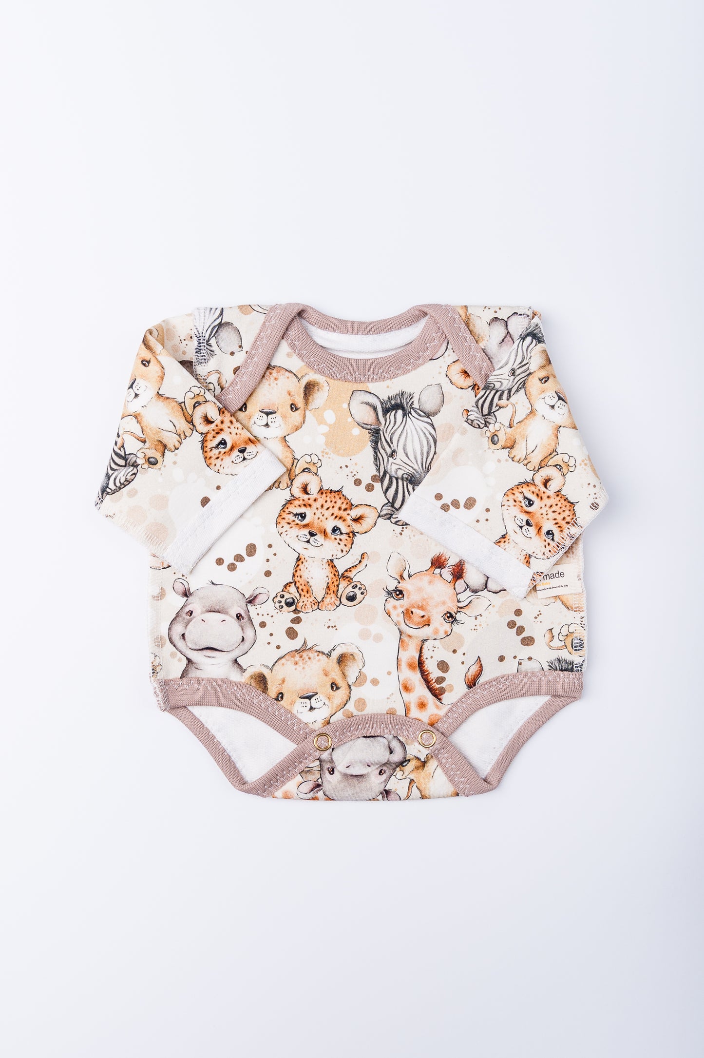 Bodijs “Safari” 42–44 — ar garām piedurknēm, šuvumi uz āru, siltināts trikotāža