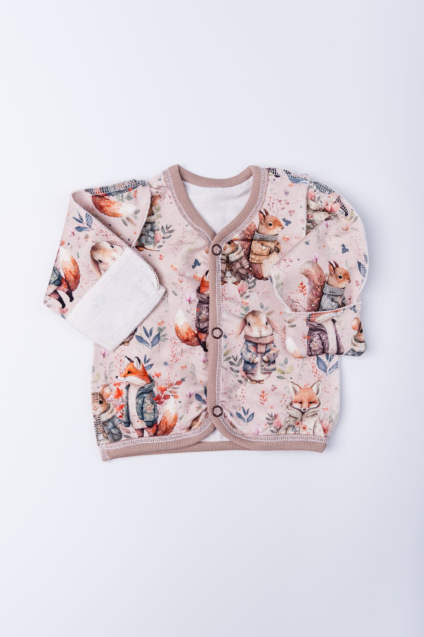 Set “Magic Forest” 46 — wrap shirt and pants, closed feet, outer seams