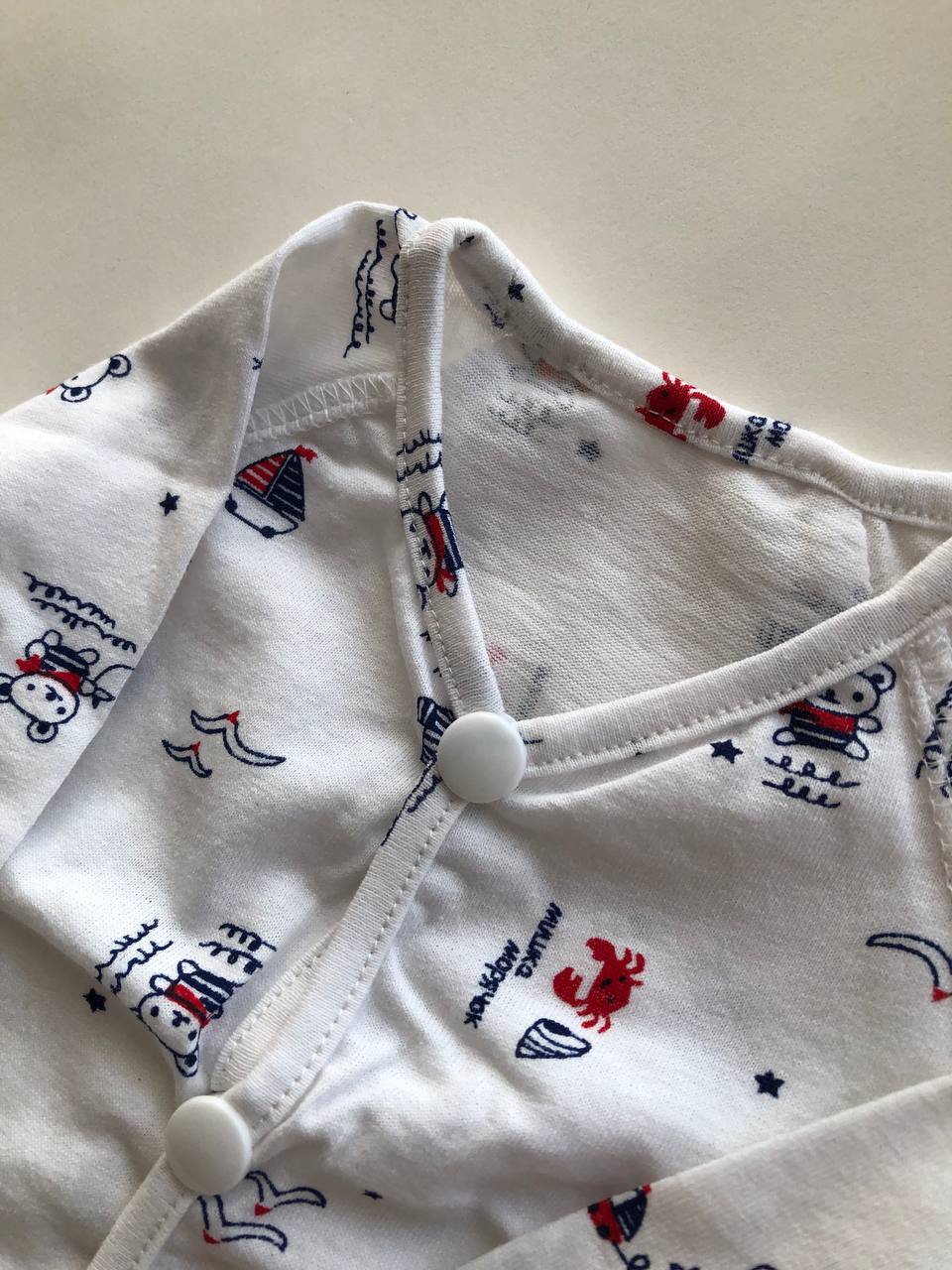 Боди «Морские мишки и кораблики» 44–46 — длинный рукав, швы наружу, хлопок
