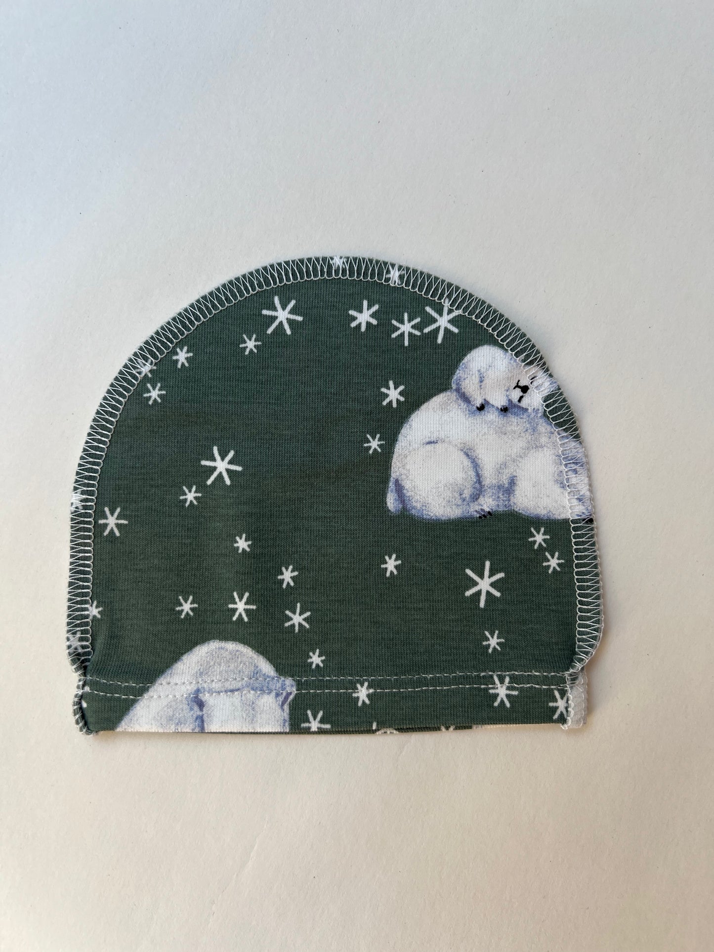 Комплект “Белый мишка на льдине” 46 — бодик, шапочка и штанишки, швы наружу