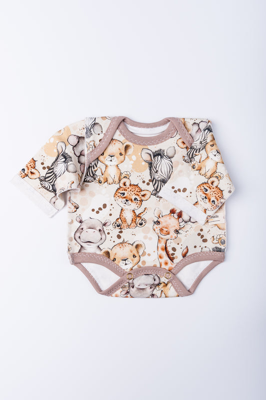 Bodijs “Safari” 42–44 — ar garām piedurknēm, šuvumi uz āru, siltināts trikotāža