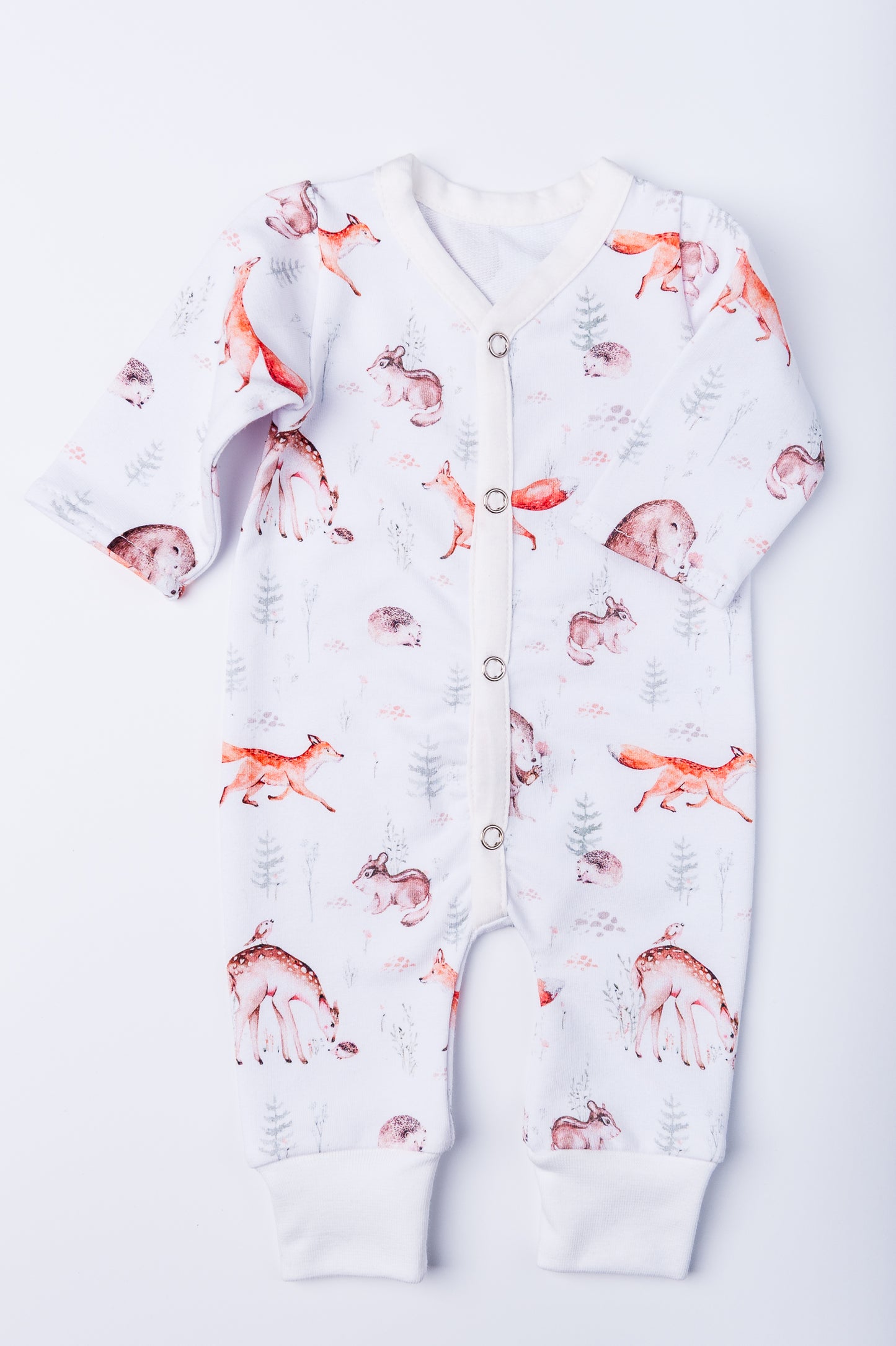 Bodijs “Meža draugi” 46/48 — atvērtas rociņas un kājiņas ar manšetēm