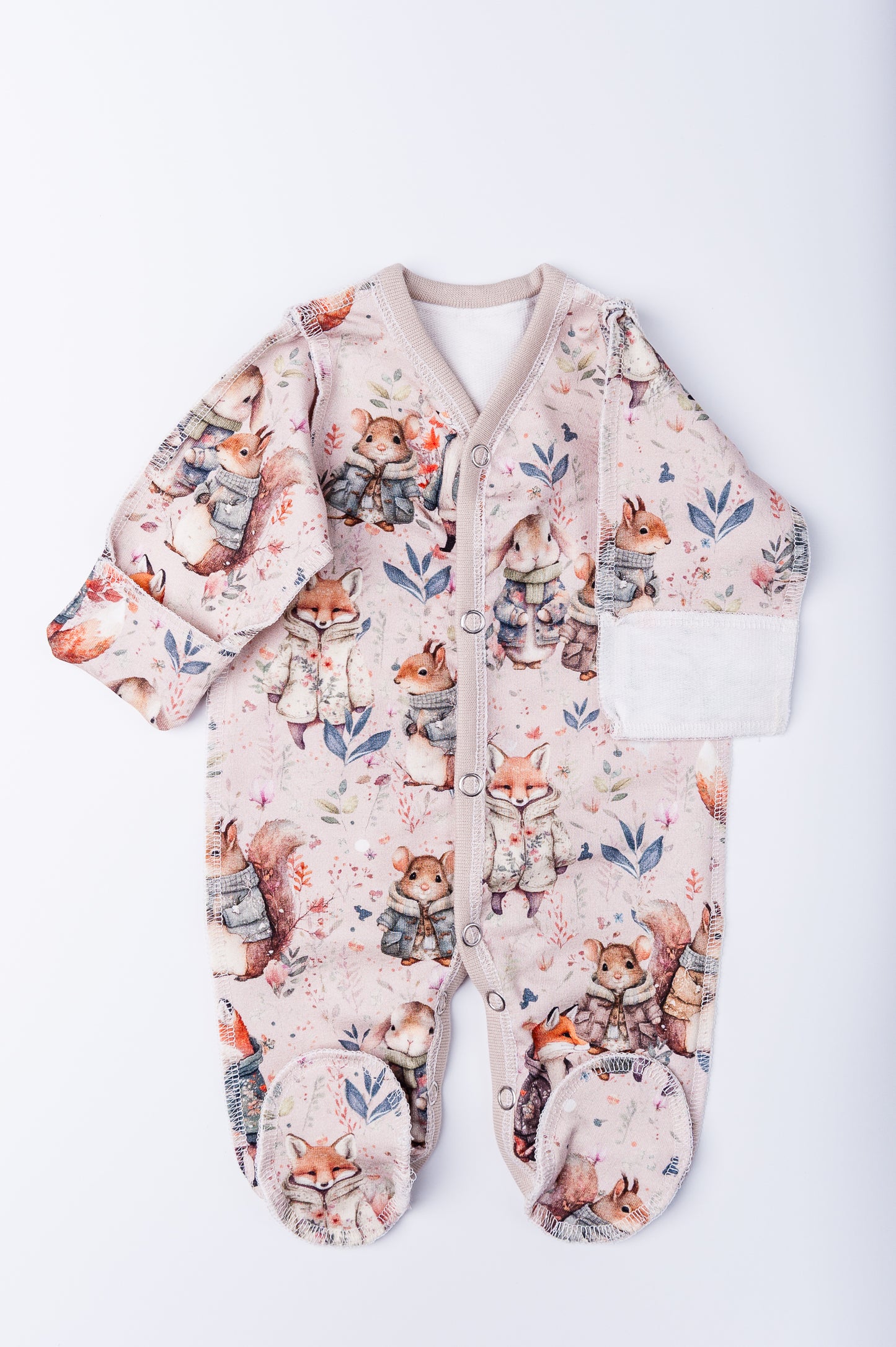 Sleepsuit “Forest Walk” 40-42 — coffee shade, closed legs, long sleeves, outer seams