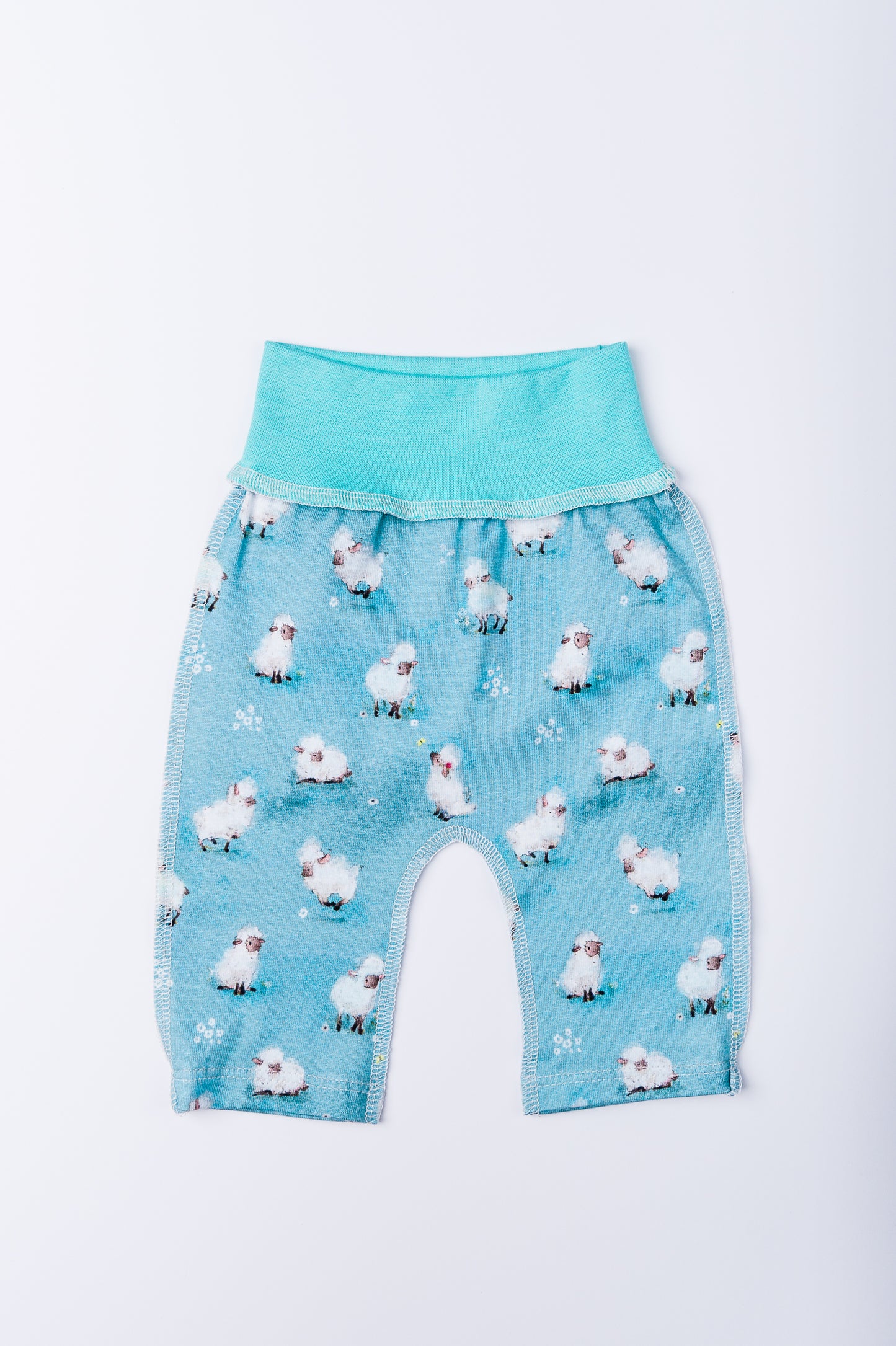 Set “Little Sheep Friends” 44–46 — jacket with open sleeves and pants with open legs, outer seams