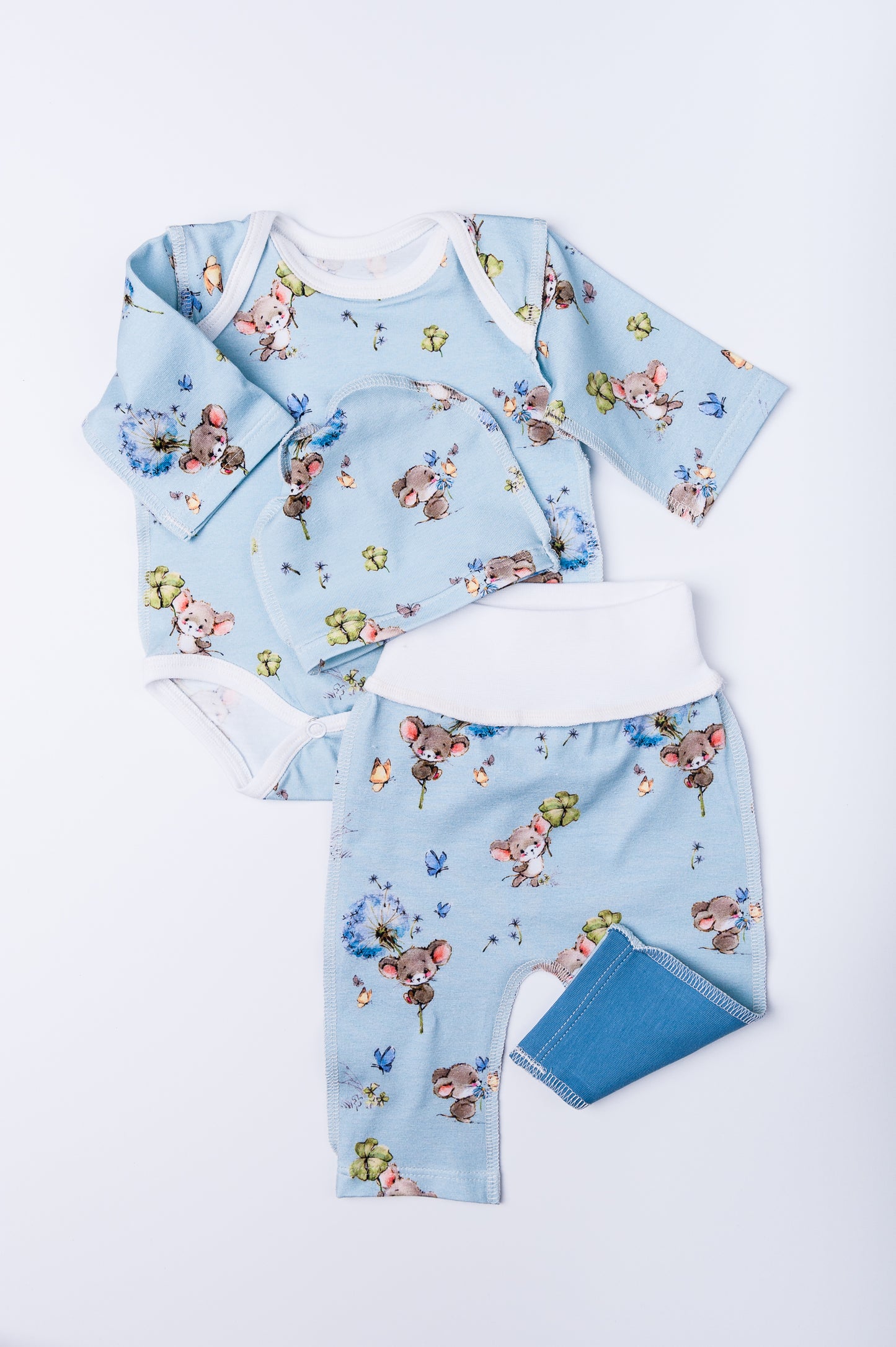 Set “Mouse Tale” 44 — bodysuit with outer seams, hat and pants
