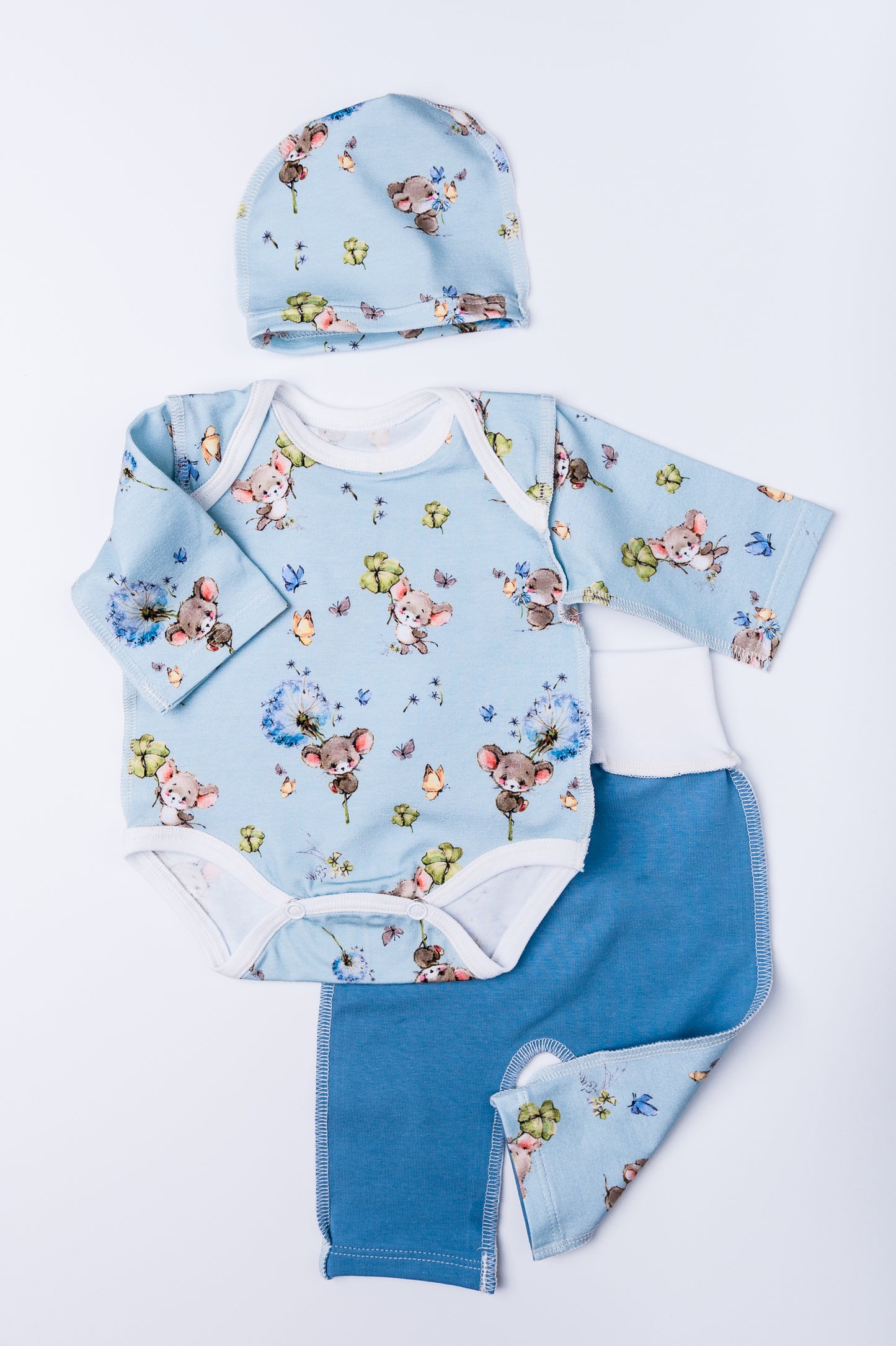 Set “Mouse Tale” 44 — bodysuit with outer seams, hat and pants