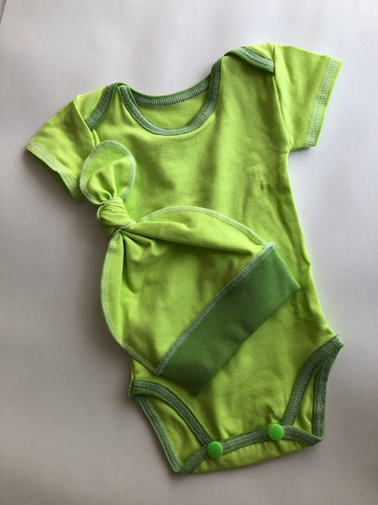 Komplekts “Laimas vasara” 44–46 — bodijs ar īsām piedurknēm un cepurīte, kokvilna