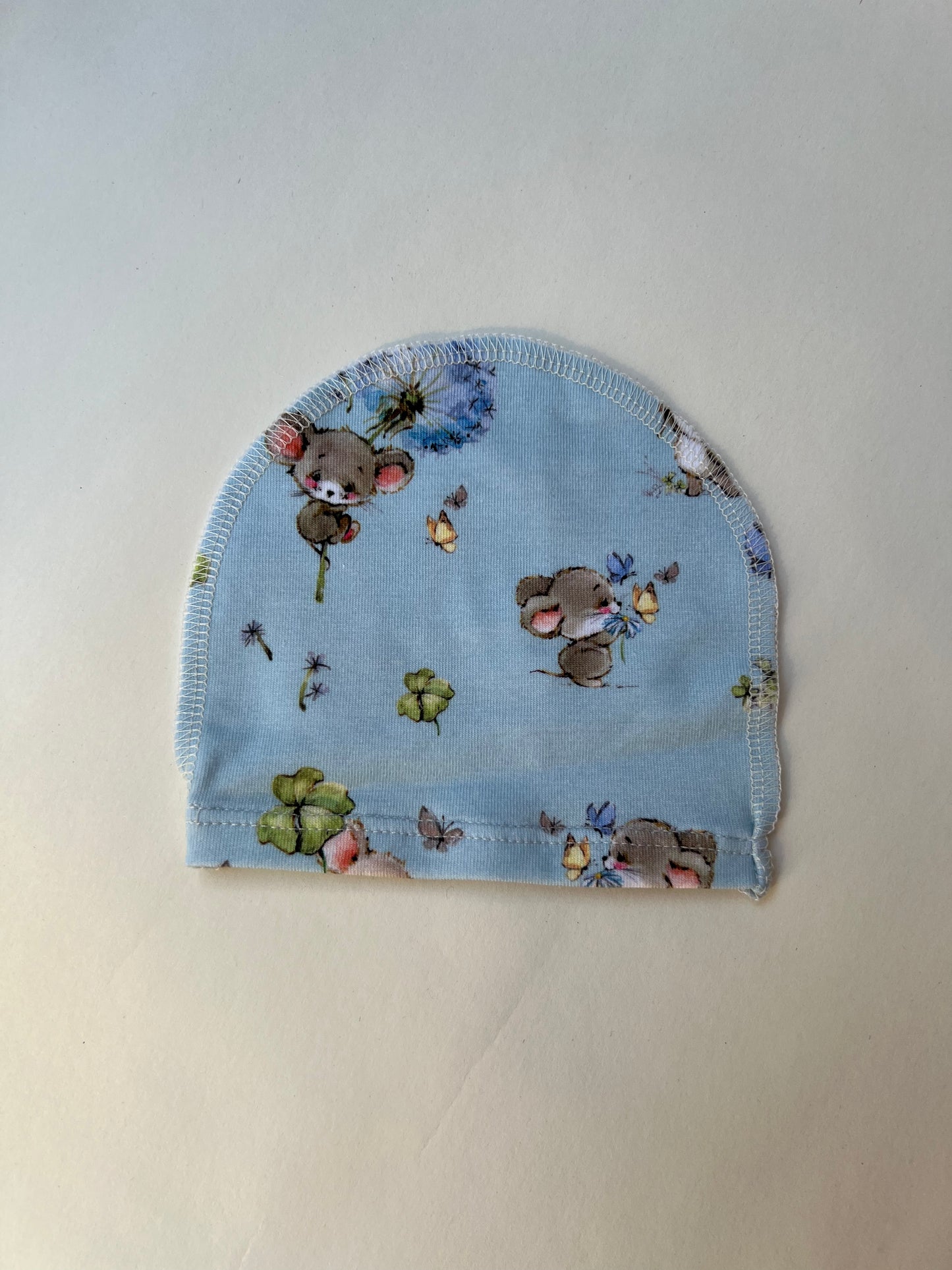 Комплект “Сказка о мышках” 46 — бодик с наружными швами, шапочка и штанишки