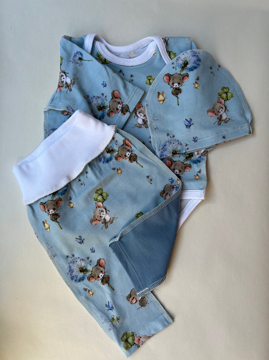 Set “Mouse Tale” 46 — bodysuit with outer seams, hat and pants